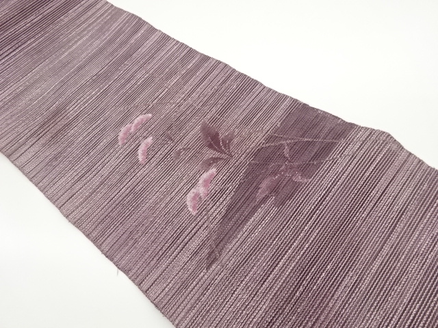 JAPANESE NAGOYA OBI FOR SUMMER / WOVEN FLORAL PLANTS